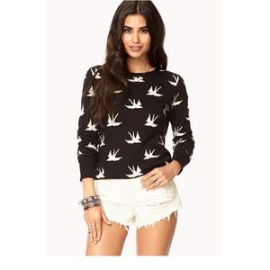 FOREVER 21 Bird Print Pullover Sweater GUC